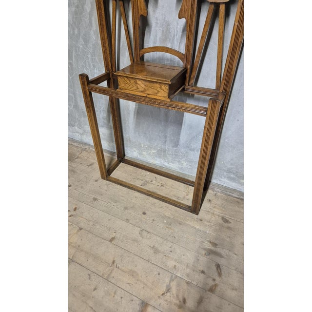 Vintage Carved Oak Hall Tree with Mirror and Coat Hooks, 1940s For Sale - Image 14 of 17