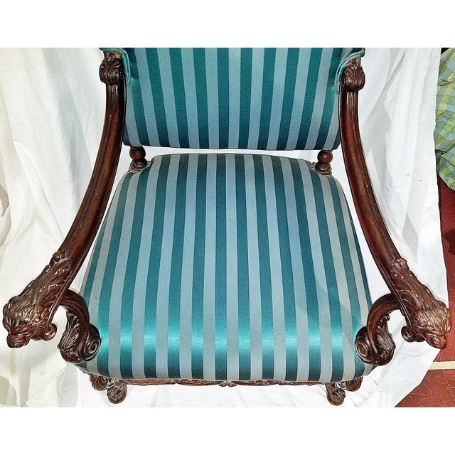 Victorian Style 1920s Carved Lionhead Throne Chair For Sale In West Palm - Image 6 of 12