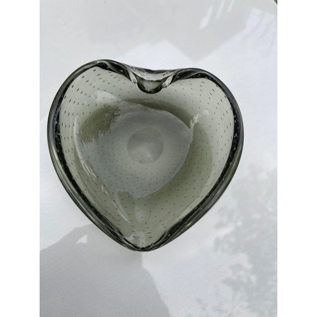 Abstract Bubbled Murano Glass Heart-Shaped Bowl For Sale - Image 3 of 5