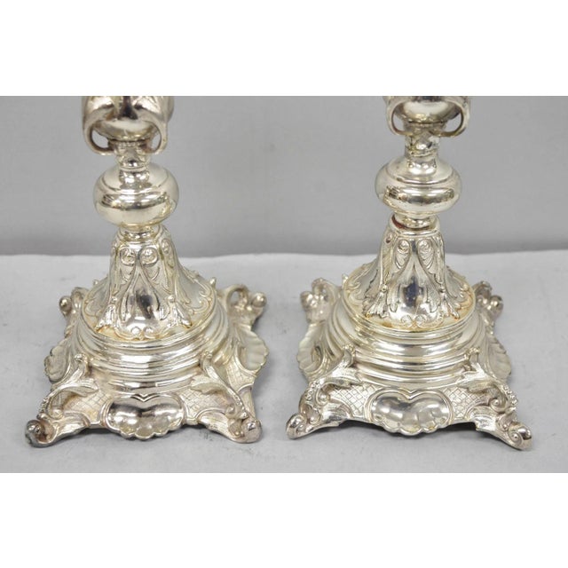 Antique Silver Plated WMF Warsaw Imperial Russia 12" Candlestick Holders - Pair For Sale In Philadelphia - Image 6 of 18