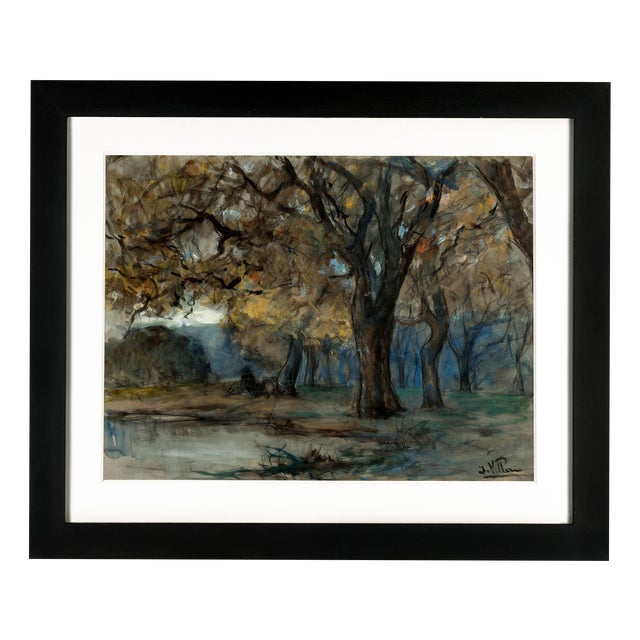 Jean Villeri, Landscape Composition, 1920s, Watercolor, Framed For Sale