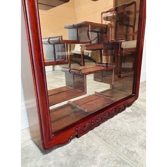 Vintage Chinese Solid Rosewood Oriental Wall Curio For Sale - Image 13 of 16