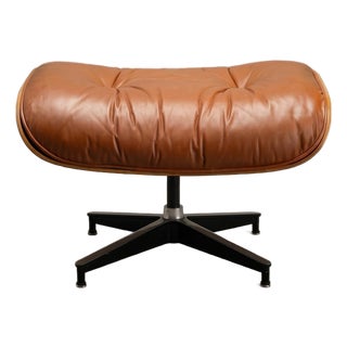 Eames 671 Lounge Ottoman in Rosewood & Cognac Leather by Herman Miller For Sale