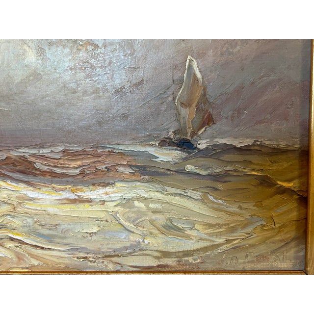1950s William Brigl Vintage Oil Painting - Seascape, Framed (Brueghel Family Lineage). For Sale - Image 4 of 7