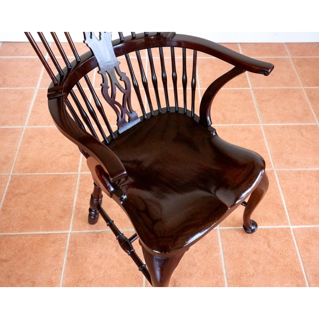 Antique Georgian Revival Victorian Windsor Chair Thames Valley in Mahogany, 1890 For Sale - Image 15 of 18