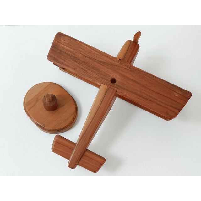 Wood Vintage Turning Plane on Base in Teak, 1960s For Sale - Image 7 of 9