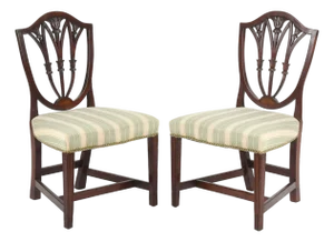 19c Shield Back Inlaid Mahogany Chairs (Pair)