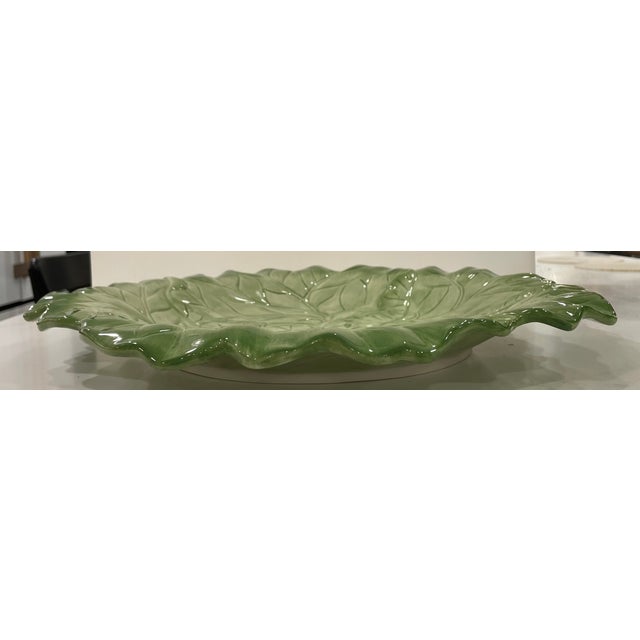 1980s Cabbageware Platter - Vintage Fitz and Floyd Cabbage Leaf Serveware For Sale - Image 5 of 6
