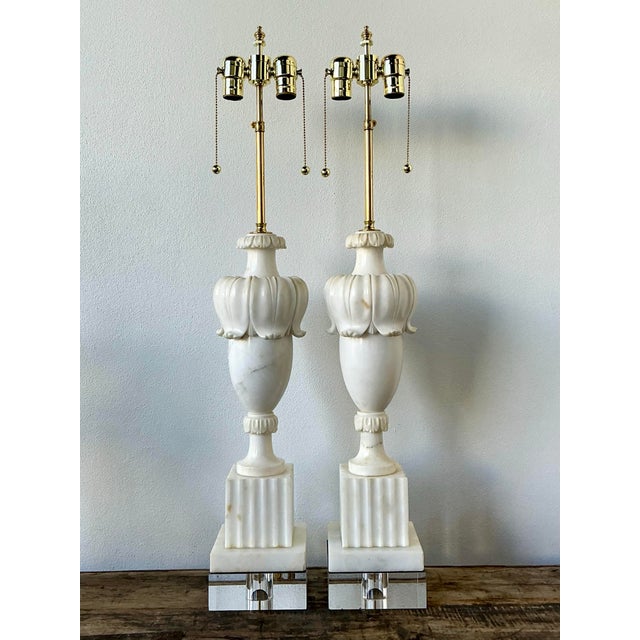 Vintage Carved Marble Lamps - A Pair For Sale In West Palm - Image 6 of 12