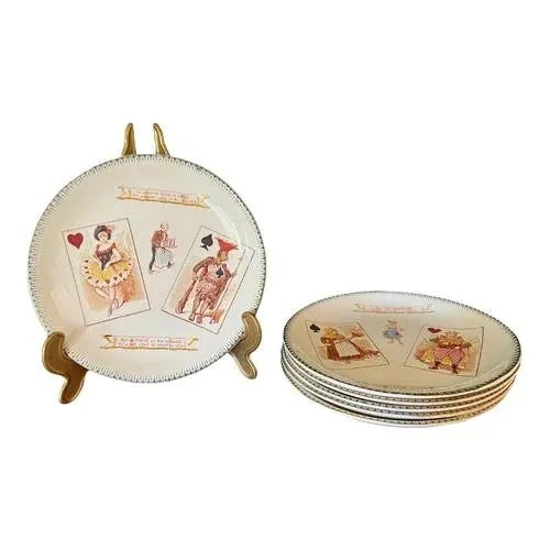 19th Century Set of 6 French Majolica Choisy-Le-Roi Plates, Humour Playing Cards For Sale - Image 9 of 9