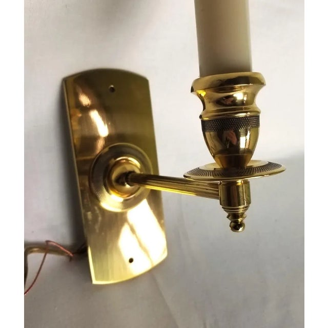 English 1980s Brass Wall Sconce With Faux Candle For Sale - Image 3 of 6