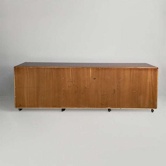 1960s Mid-Century Modern Italian Wooden Sideboard with Casters, 1960s For Sale - Image 5 of 17