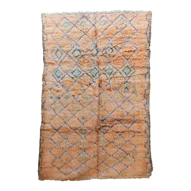 1970s Vintage Moroccan Shaggy Wool Rug - 5'12" X 9'4" Ft For Sale