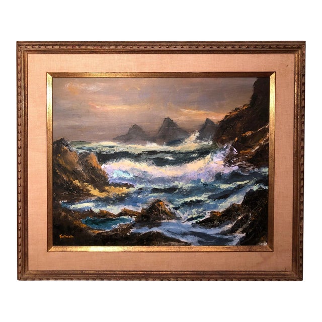 Signed Oil on Canvas of Ocean Waves For Sale