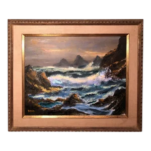 Signed Oil on Canvas of Ocean Waves