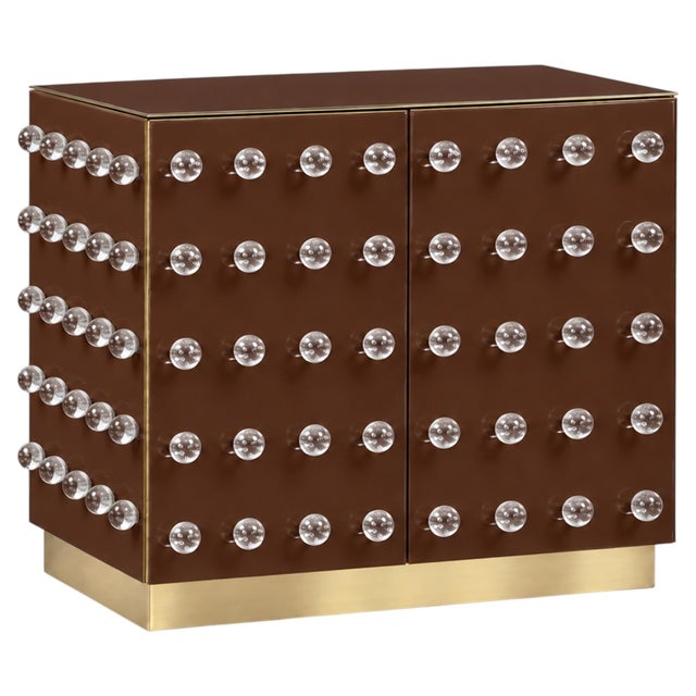Chocolate Murano Glass 90-Sphere Cabinet on Brass Plinth from Justfurnituress SRL For Sale - Image 9 of 9