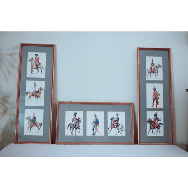 Set of Nine Framed Vintage Wolfgang Tritt Lithographs Depicting 18th C. Military Uniforms For Sale - Image 4 of 16