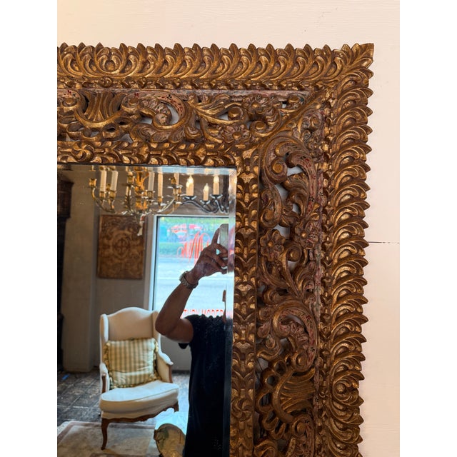 1920s Hand Carved Bo-Ho Mirror For Sale - Image 4 of 5