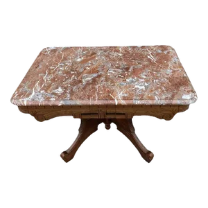 Early 20th Century Eastlake Walnut Marble Top Coffee Table