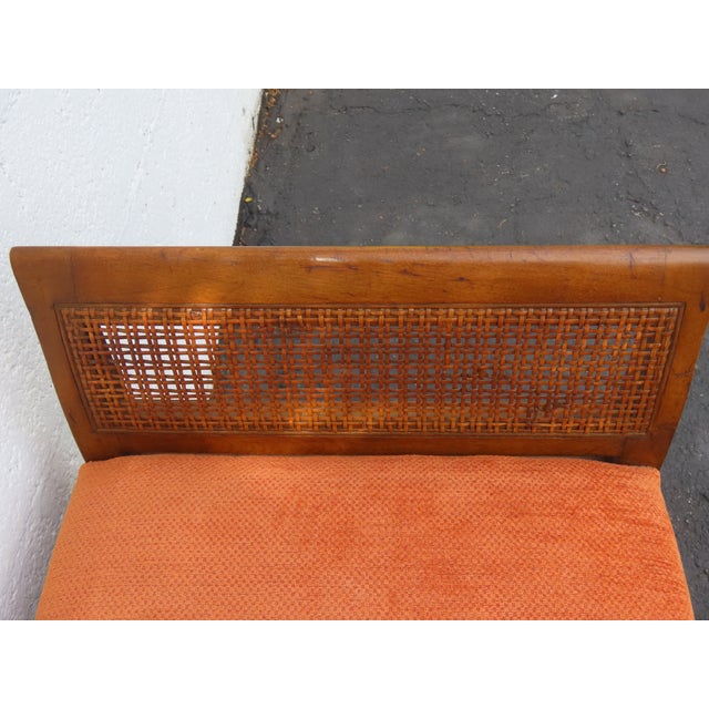 Mid Century Modern Caned Long Upholstered Window Hall End of Bed Bench 6636 For Sale - Image 11 of 15