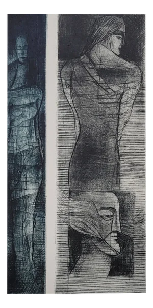 Ewa Kutylak, Orpheus, Mezzotint and Drypoint on Paper, 2004