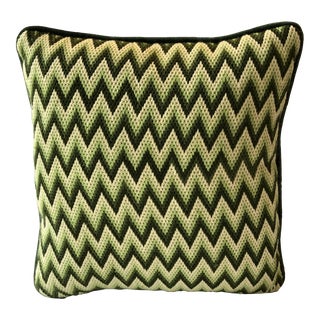 Vintage Green Needlepoint Pillow For Sale
