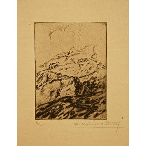 Anselmo Bucci, Colonne en Marche, Etching, 1917 For Sale