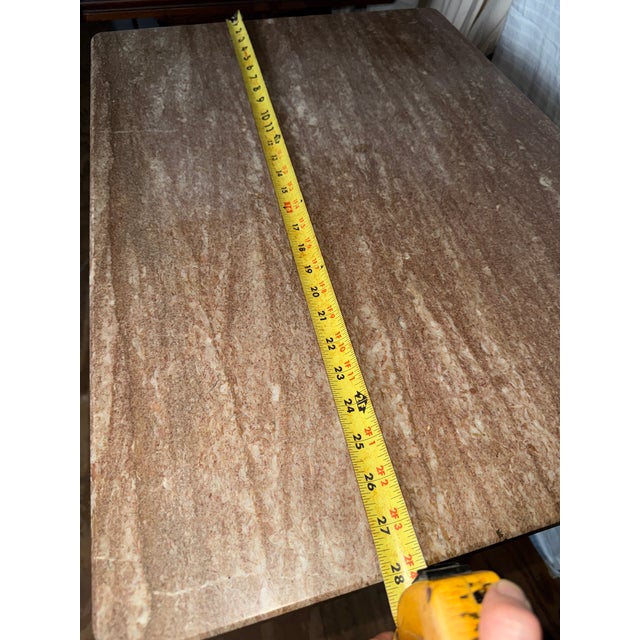 Mid 20th Century Antique Marble and Wood Side Table For Sale - Image 5 of 8