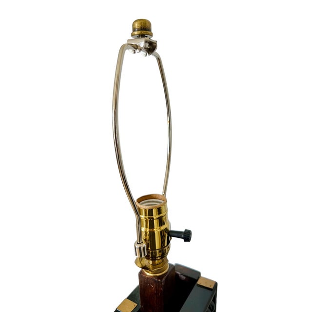 Wood Chinoiserie Abacus Table Lamps, Ebonized Wood & Gold Accents, 1960s For Sale - Image 7 of 11