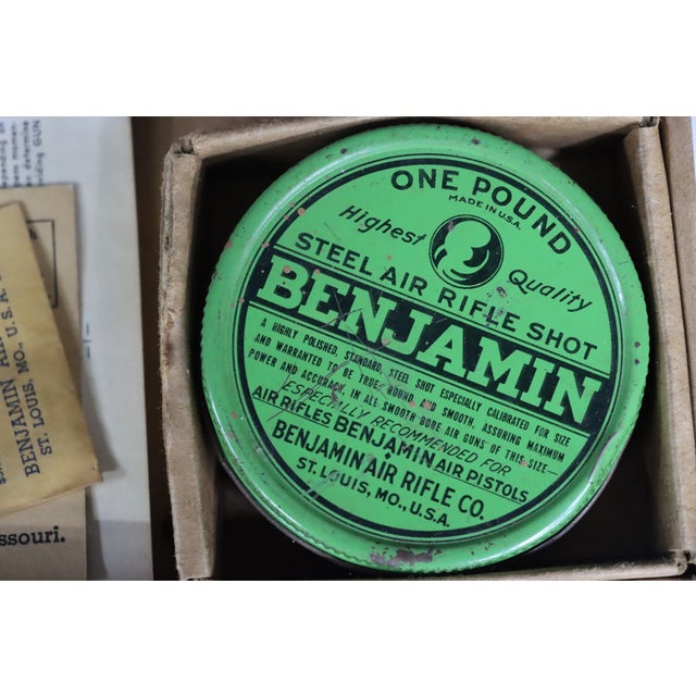 Vintage Benjamin Model 130 Target Air Pistol With Original Box and Accessories For Sale - Image 12 of 12