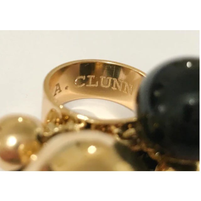 Contemporary Andrew Clunn 18kt Yellow Gold and Onyx Tassel Ring With Diamonds For Sale - Image 3 of 12