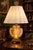 Mid 20th Century Vintage Etched Amber Glass Rose Urn Lamp With Illuminated Base and Pleated Shade For Sale - Image 5 of 10