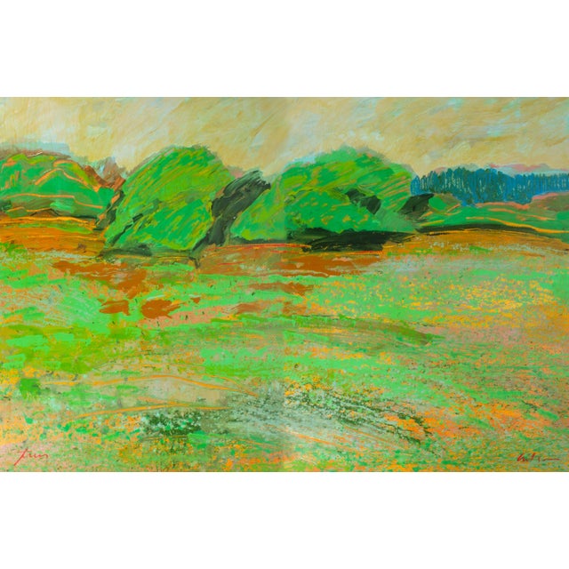 1980s 1980s “Trees” Abstract Acrylic Landscape Diptych by Harry Hilson For Sale - Image 5 of 9