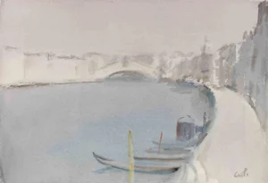 Carlo Ravagnan, View of Venice, Watercolor, 1980s