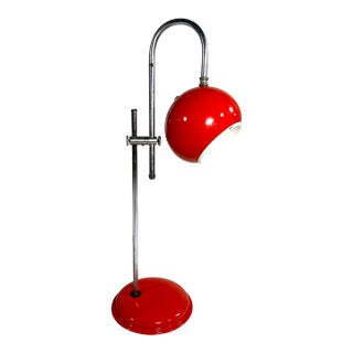 French Mid Century Space Age Red and White Eyeball Desk Lamp For Sale