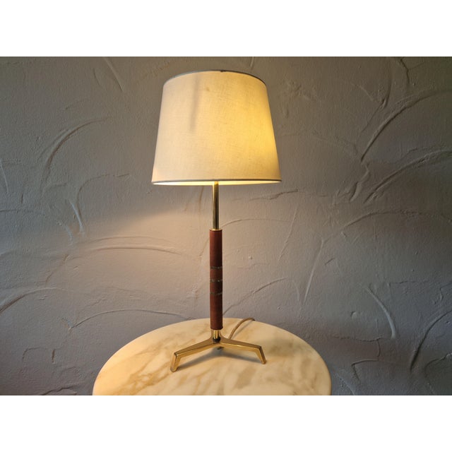 Mid-Century Modern Table Lamp in Teak and Brass by J. T. Kalmar, 1960s For Sale - Image 3 of 5