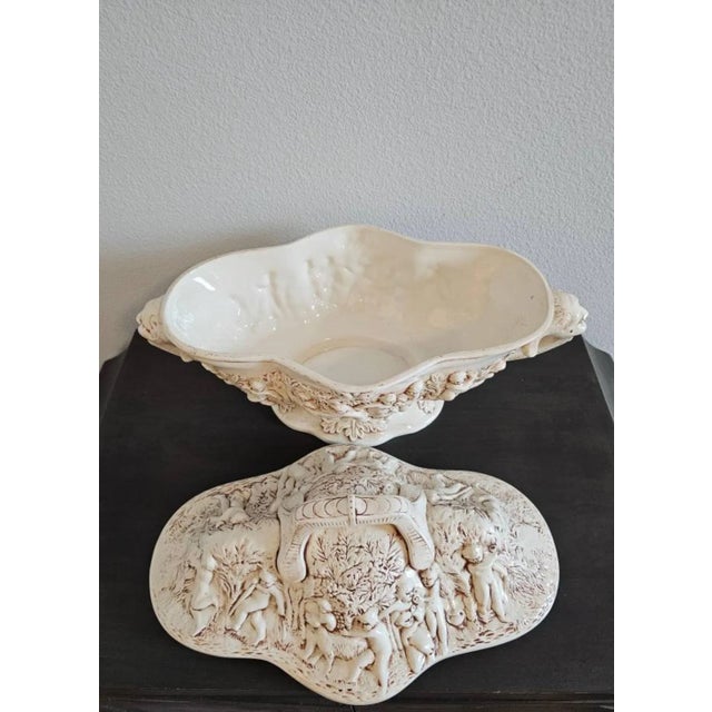 Large Vintage Italian Capodimonte Style Porcelain Covered Serving Dish For Sale - Image 10 of 12