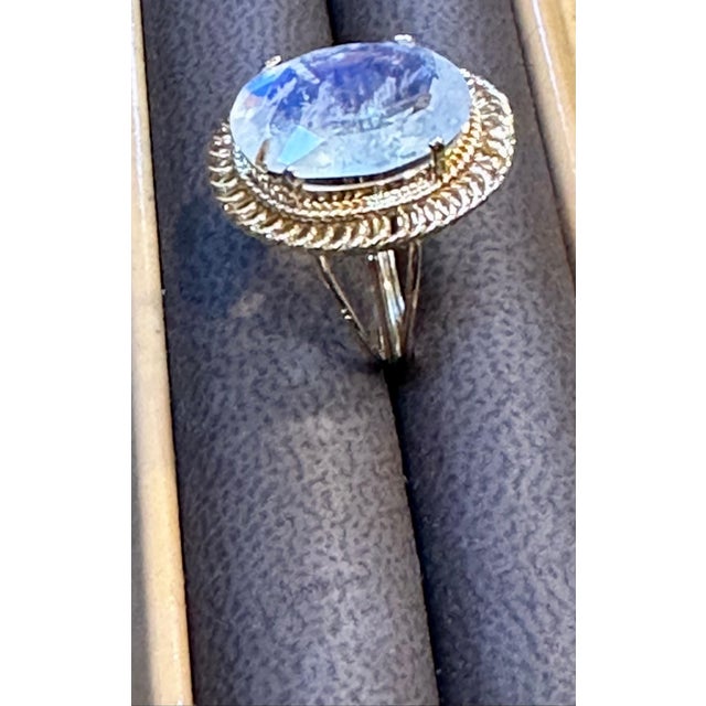 7 Carat Oval Shape Moon Stone Cocktail Ring 14 Karat Yellow Gold For Sale In New York - Image 6 of 18
