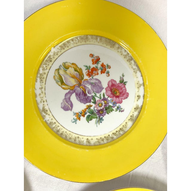 Ceramic Vintage Victoria Czechoslovakia Floral Design Porcelain Dinner Plates- Set of 5 For Sale - Image 7 of 12