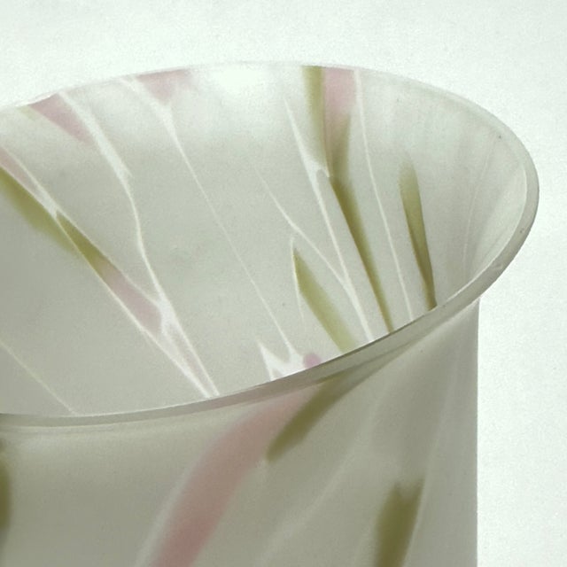 Matte Frosted Pink & White Art Glass Vessel Curation - Group of 5 For Sale - Image 13 of 16