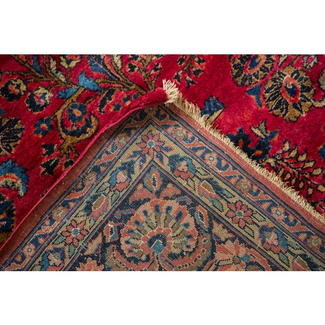 Textile 1940s Vintage Persian American Sarouk Floral Wool Carpet For Sale - Image 7 of 12