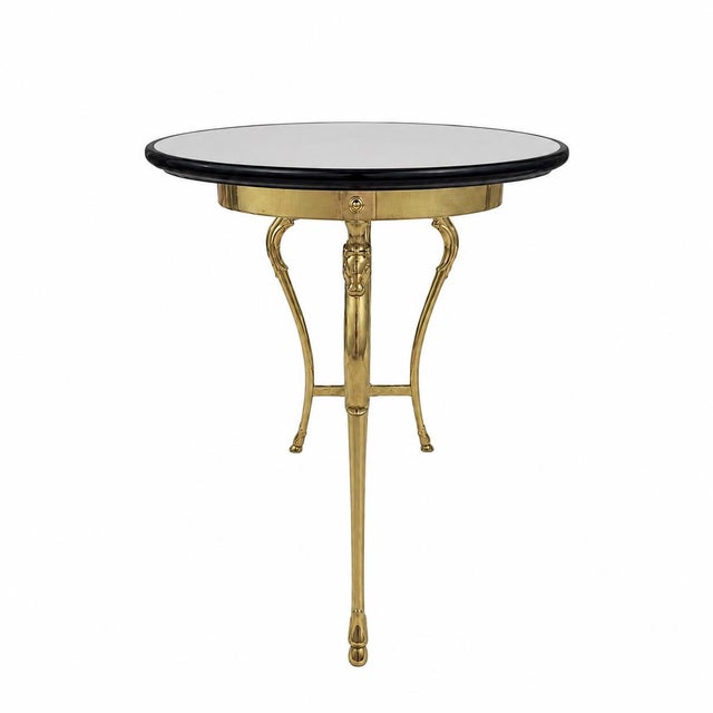 Brass Mid-Century Hollywood Regency Brass Horse’s Head Guéridon Side Table With Heavy Glass Top - Manner of Maison Jansen / LaBarge For Sale - Image 8 of 10