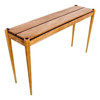 1990s One of One Studio Crafted Tiger Maple Console Table by Chad Voorhees For Sale