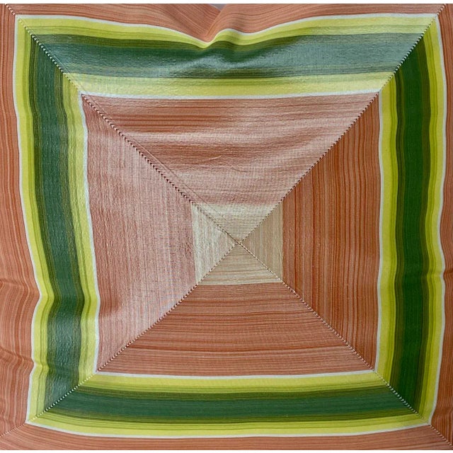 Textile Vintage Peach/Green Silk Geometric Pillows, Pr For Sale - Image 7 of 9