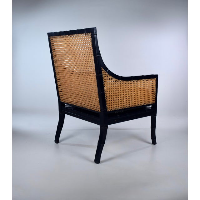 Wood Hickory Chair Double-Caned Faux Bamboo Beaufort Armchair For Sale - Image 7 of 14