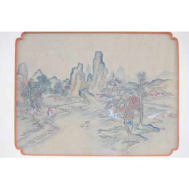 Original Antique Asian Painting on Silk Vintage For Sale - Image 4 of 5