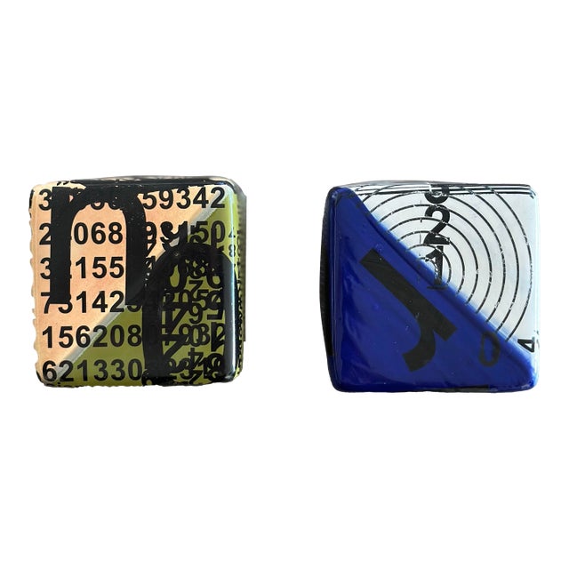 Contemporary Modern Set of 2 Kaiser Suidan Ceramic Wall Cubes Sculptures For Sale