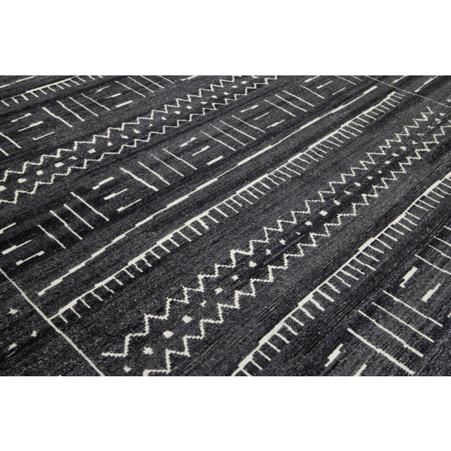 Modern Moroccan Style Gray Wool Rug With Tribal Pattern by Apadana For Sale - Image 10 of 10