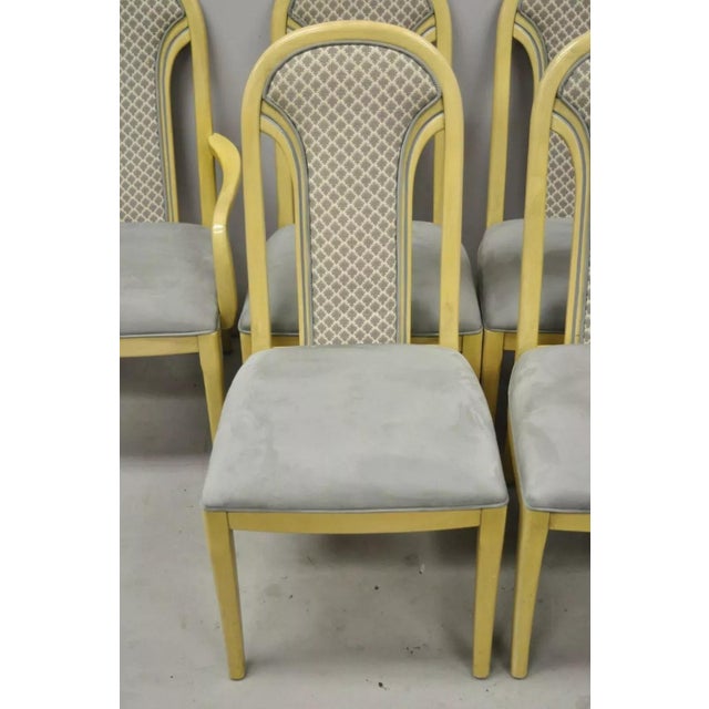 Henredon Mid 20th Century Vintage Art Deco Upholstered Back Lacquered Dining Chairs Attributed to Henredon Set of 6 For Sale - Image 4 of 12