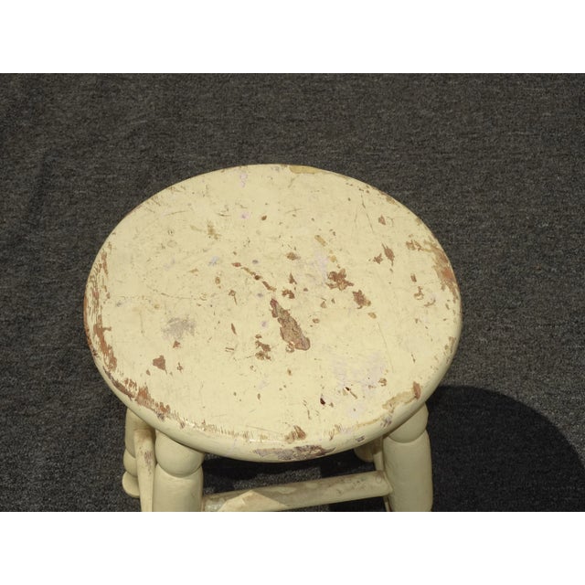 Yellow Vintage French Country Farmhouse Chic Yellow Rustic Stool For Sale - Image 8 of 11